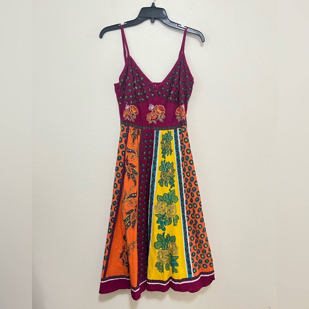 Vintage Y2K Magic boho printed floral emboridered midi dress